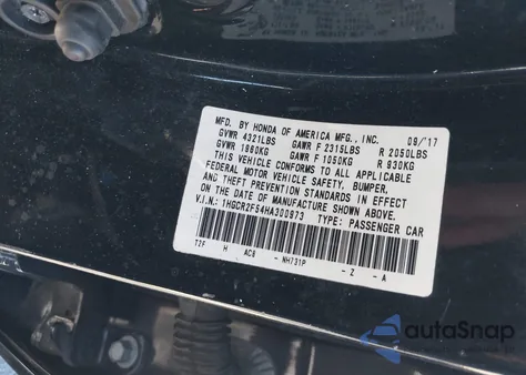 2017 Honda Accord Sport from USA, damaged, VIN 1HGCR2F54HA300973